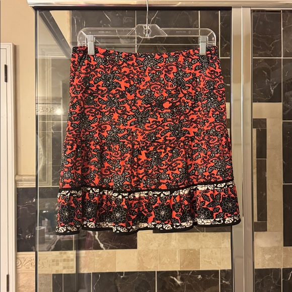Max Studio Red and Black Floral Tiered Mini Skirt - Picture 2 of 3